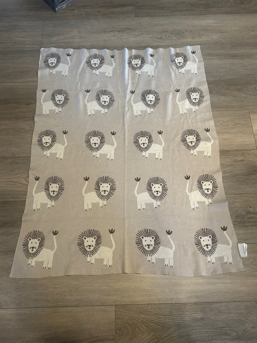 Beige Lion Pattern Baby Blanket